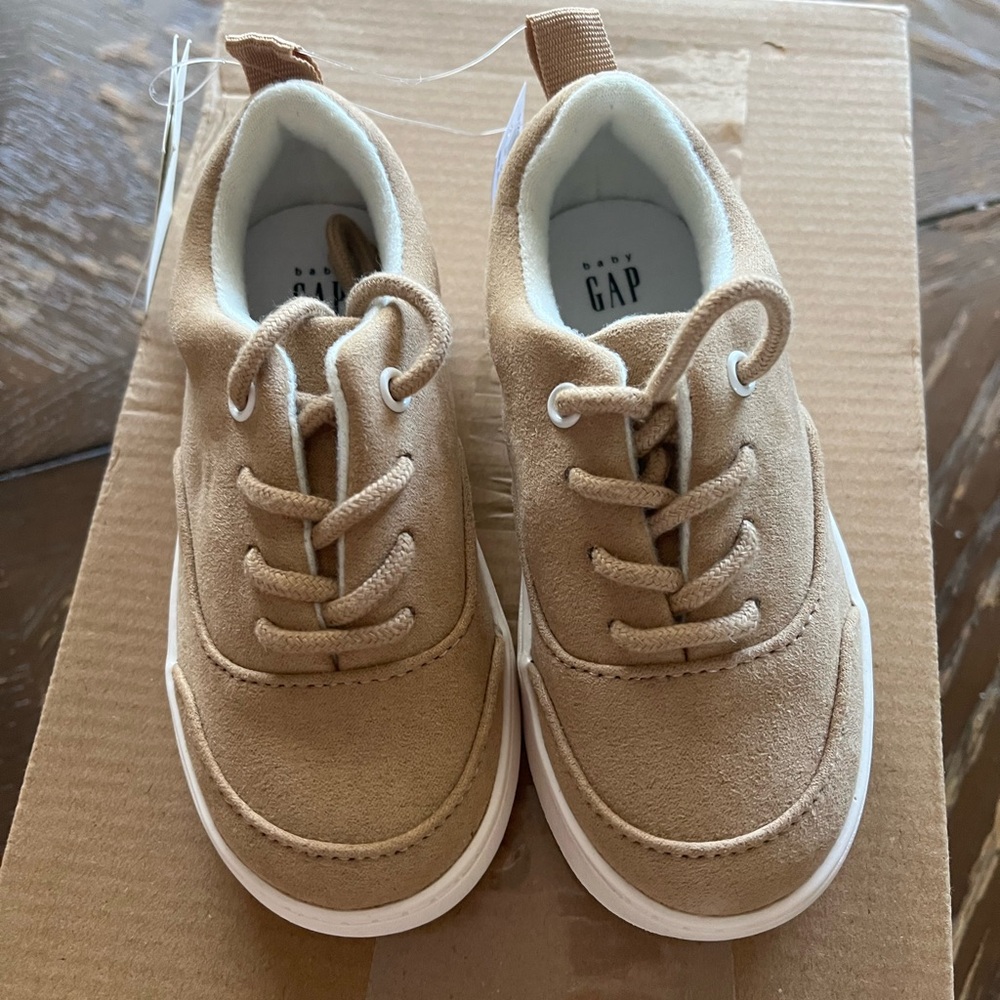 GAP Tan Sneakers with Canvas Upper and Rubber Soles